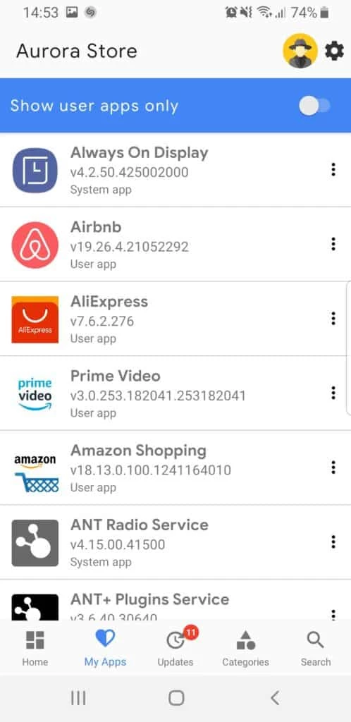 Aurora Store — tangkapan layar 3